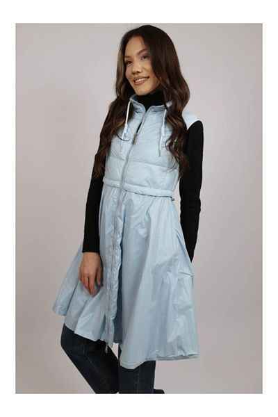 TRENDY.İNG Dainty Slim Quilted Long Dress Vest S Baby Blue