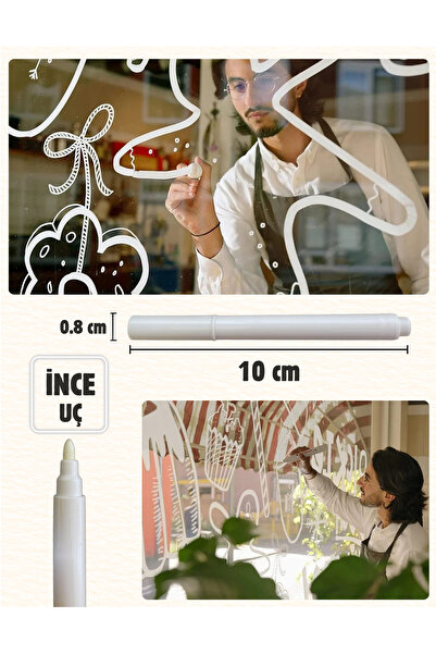 Unichrome Beyaz Keçeli Kalem Yağlı Bazlı Silinebilir Marker Kalem Ayna Süsü Ayna Cam Ve Metal Yüzeyler