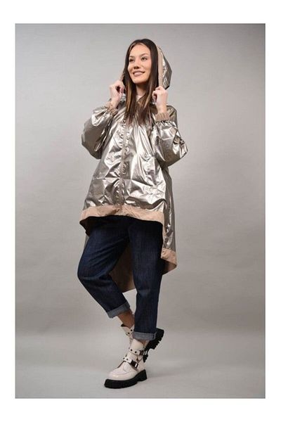 TRENDY.İNG Oliena Asymmetric Reversible Jacket Single Waist Camel Gold
