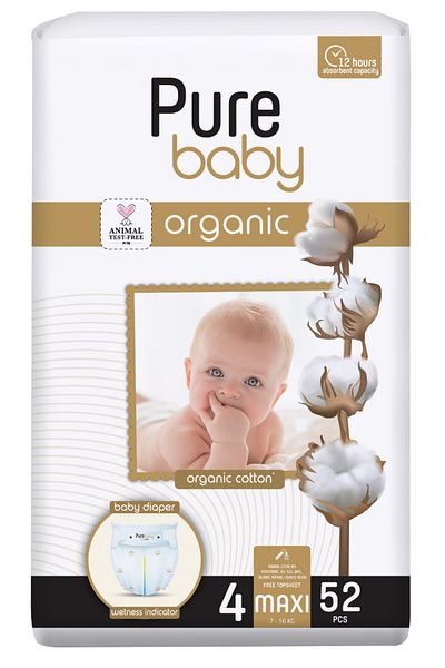 Pure Baby Set De 3 Pachete Nr. 4, 156 Scutece, Cu 1 Pachet De Șervețele Umede, 120 Buc.