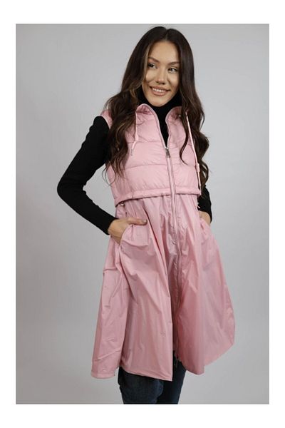 TRENDY.İNG Dainty Thin Quilted Long Dress Vest S Baby Pink
