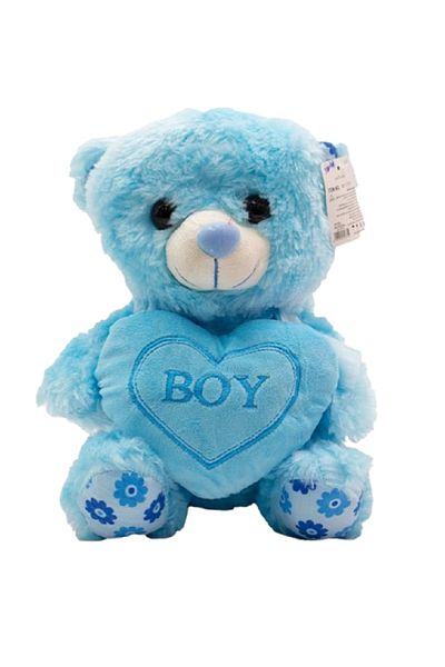 rexa Blue Teddy Bear with “BOY” Embroidery – 29 cm x 24 cm Plush Toy