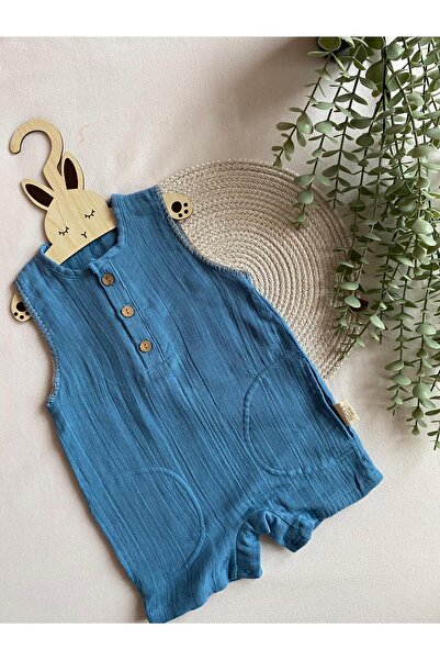 %100 Pamuk Unisex Model Sıfır Kol Müslin Tulum, Müslin, Salopet