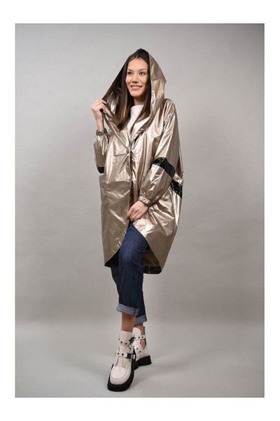 TRENDY.İNG Trenci Subtire Sidefat Pellice Talie Unica Gold