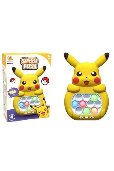 OEM Joc interactiv Pop-It Consola, antistres, cu sunete si lumini, forma Pikachu