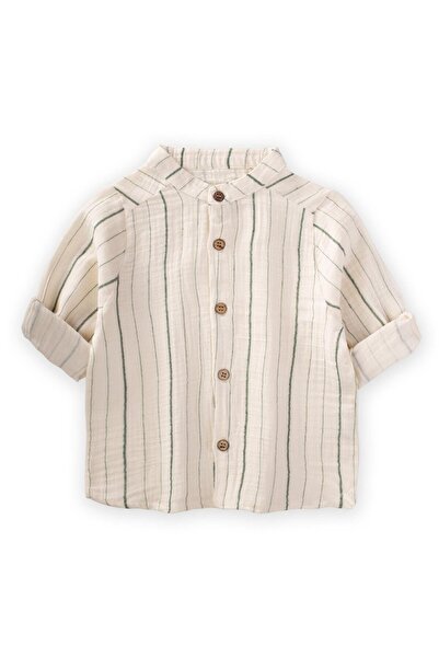 Cigit Εποχιακό πουκάμισο με γιακά Hakim 2-10 ετών Φυσικό ριγέ