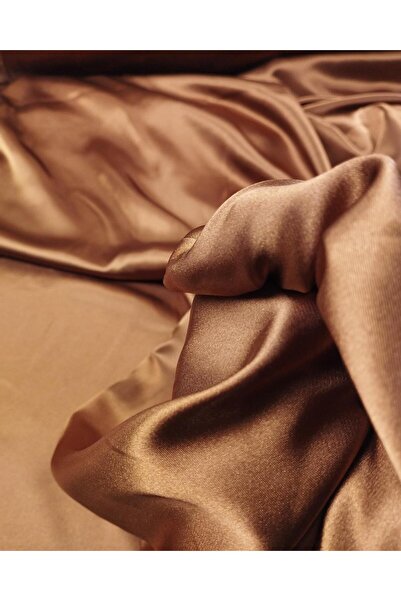 Kumaş Parça Koyu Kahve Renkte Astarlık Saten En: 140