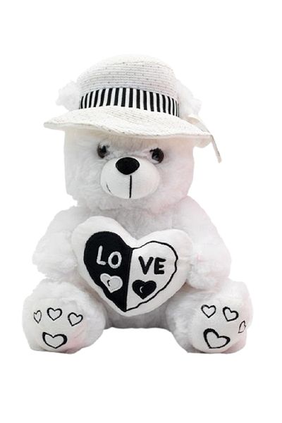 rexa Sweety Toys White Teddy Bear with Hat – “LOVE” Design on Chest & Paws -70cm X 47cm