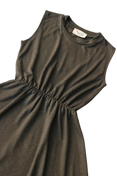 Parla Kids 0027 Μοντέλο - Χακί Πράσινο Φόρεμα και Κίτρινο Σετ Μπαντάνα