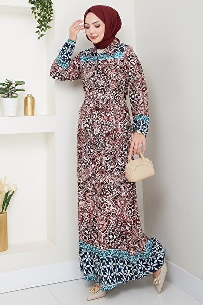 InStyle Colorful Authentic Pattern Red Viscose Dress