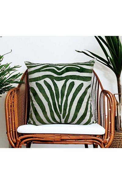 ASDİVA Equus Zebra Wave Pattern Decorative Throw Pillow Case 43X43 - Green