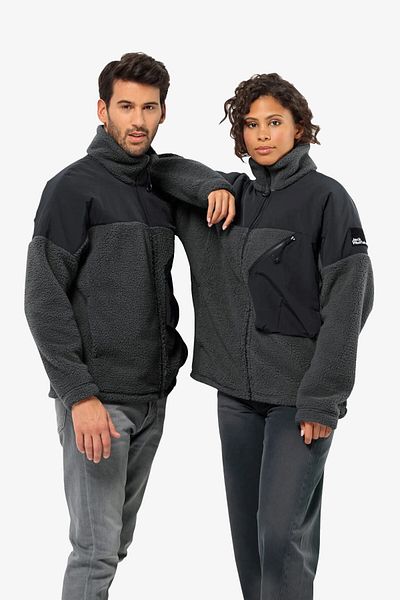 Jack Wolfskin Maarweg Jkt Unisex Black Plush Jacket - 1711241 -6502 Outdoor