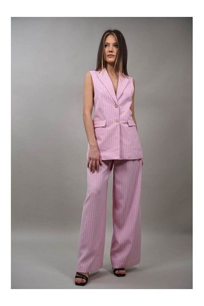 LUMİNA Venezia Cut Out Striped Suit Vest M Pink