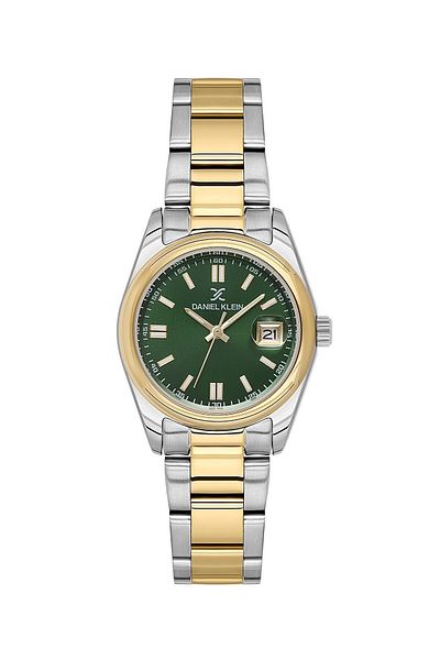 Daniel Klein Silver-Gold Steel Cord, Green Inside, Waterproof, Classic Women's Wristwatch-3