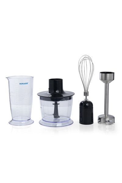 sonashi 4-in-1 Hand Blender, Chopper, Whisker, Mixer - With Stainless Steel Shaft And Different Speed Contro
