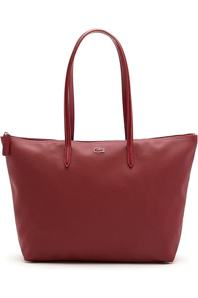 Lacoste Women's Large Tote Bag with Zipper, Dark Red, One Size