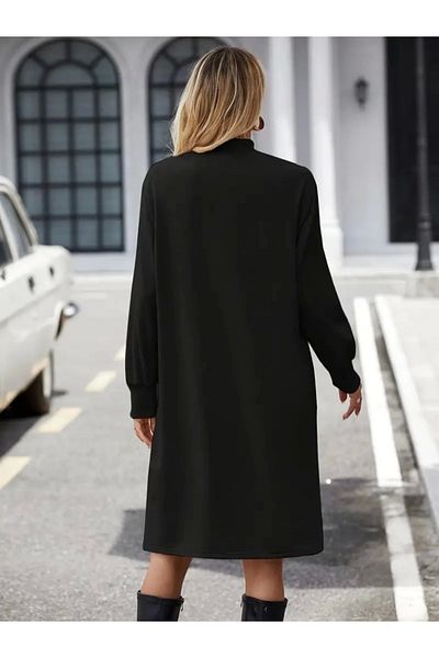 stelol Rochie de damă, cu mânecă lungă, cu gât roscat, scurtă