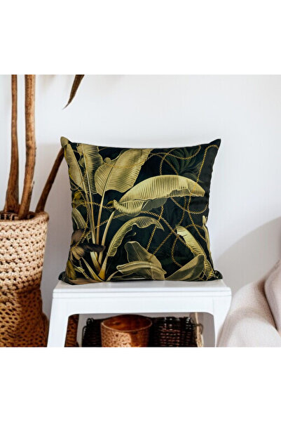 ASDİVA غطاء وسادة مزخرف بنمط نبات أنثراسايت مقاس 45 × 45