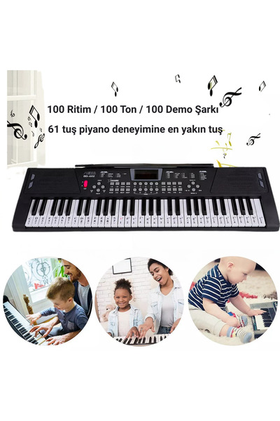 MultiZone Taşınabilir Elektronik Org 61 Tuşlu Mikrofonlu Dijital 100 Ton Demolu Eğitim Performans