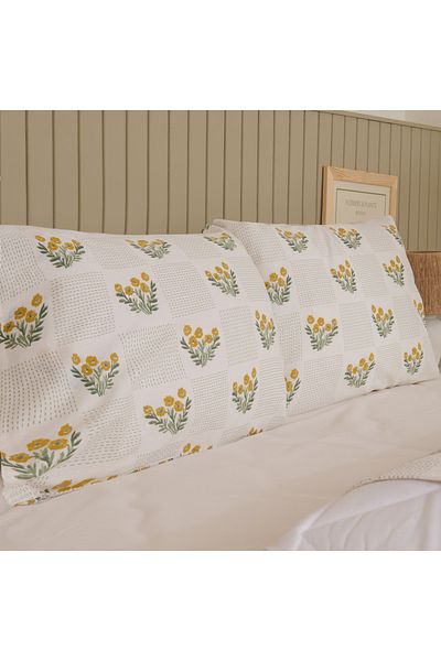 Evidea Soft Folky Double Pique Set - White / Yellow