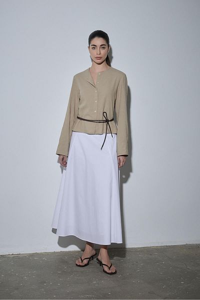 Suud Collection Μπεζ λινό πουκάμισο Lizi