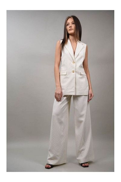 LUMİNA CUT OUT STRIPED SUIT VEST VENEZIA S Ivory