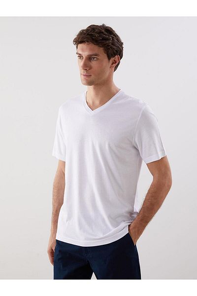 LC Waikiki Ανδρικό T-Shirt LCW με λαιμόκοψη V χτενισμένο βαμβακερό