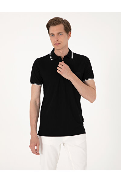 Pierre Cardin Siyah Ultralight Kumaş Slim Fit Polo Yaka Tişört 50302631-VR046