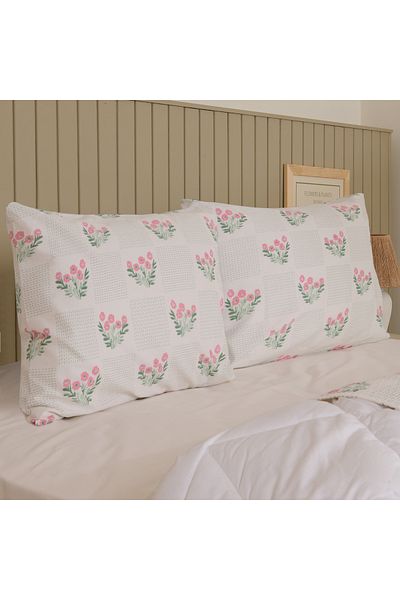 Evidea Soft Folky Double Pique Set - White / Pink