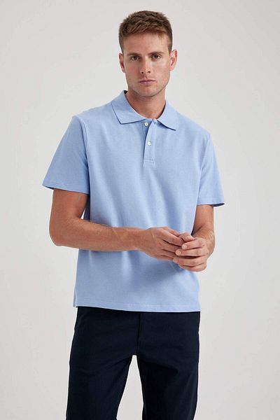 DeFacto Tricou polo din bumbac cu mânecă scurtă, cu croială normală B0643axns
