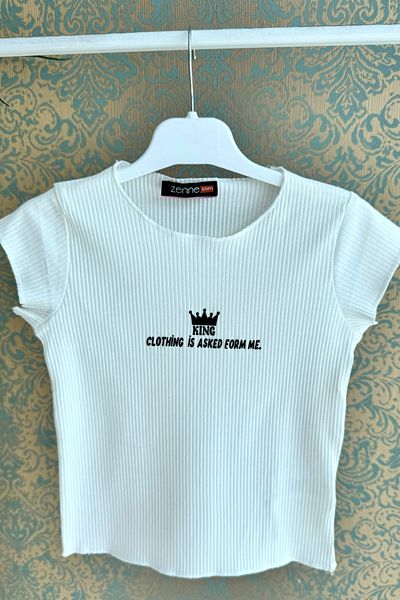 DPARİS Girl's Printed Ribbed T-Shirt