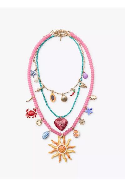 CHARMLUCKY Steel Sun Color Charm Necklace