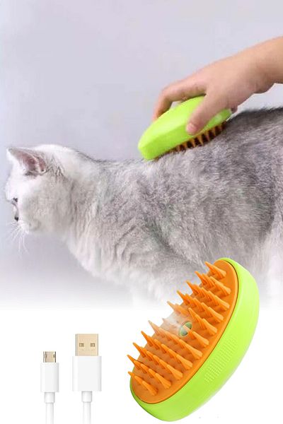 omilife Cat and Dog Washing Brush Comb with Steam Silicone Tip Massage Effect Deep for Pets