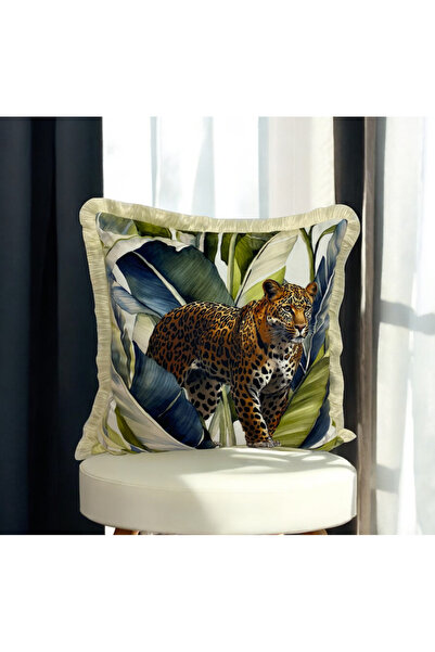 ASDİVA غطاء وسادة مزخرف بنمط الفهد النباتي مقاس 45 × 45