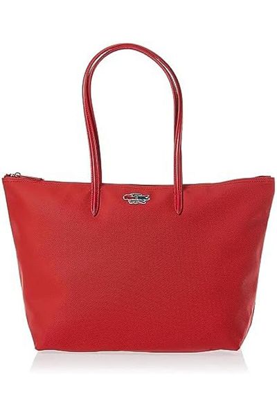 Lacoste Large Zip Tote Handbag for Women L.12.12, Red, One Size