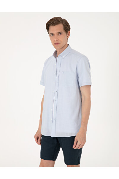 Pierre Cardin Açık Mavi Regular Fit Kısa Kollu Gömlek 50302730-VR095