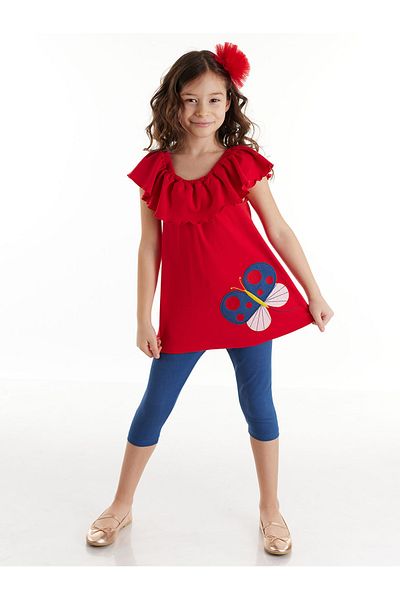 Denokids Frilly Butterfly Girls Tunic Tights Set