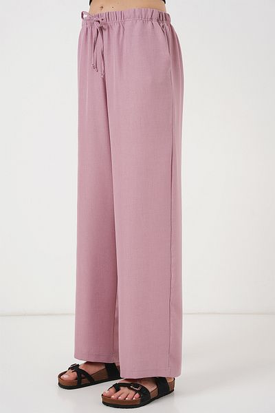 Bigdart Women's Wide Leg Linen Trousers 6735 - Dusty Rose