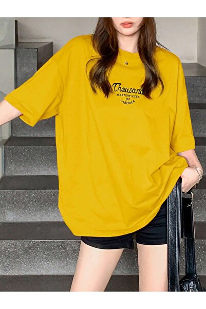 ZİYMO Tricou cu decolteu rotund imprimat pentru femei