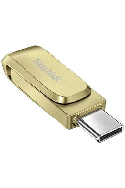 SanDisk ذاكرة فلاش Ultra Dual Drive Luxe سعة 128 جيجابايت من النوع C USB 3.2 ذهبية SDDDC4-128G-G46GD
