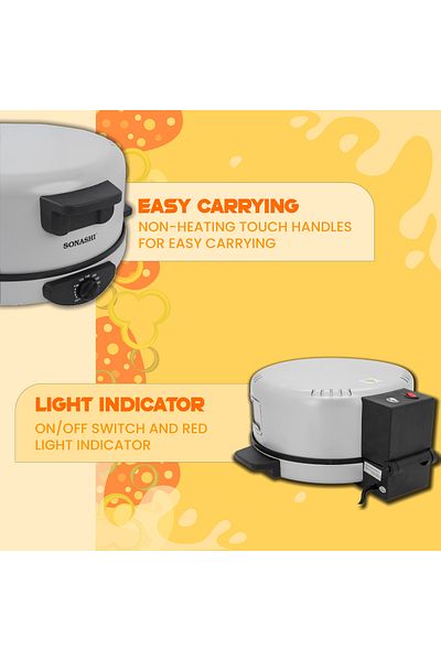 sonashi 2-in-1 Arabic Bread & Pizza Maker | Adjustable Temperature | 30cm Baking Plate | 1800 W Sabm-863