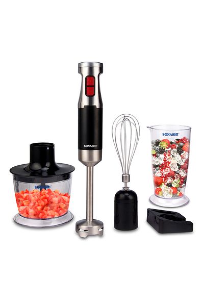 sonashi 4-in-1 Hand Blender, Chopper, Whisker, Mixer - With Stainless Steel Shaft And Different Speed Contro
