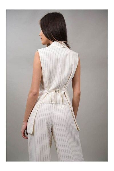 LUMİNA CUT OUT STRIPED SUIT VEST VENEZIA S Ivory