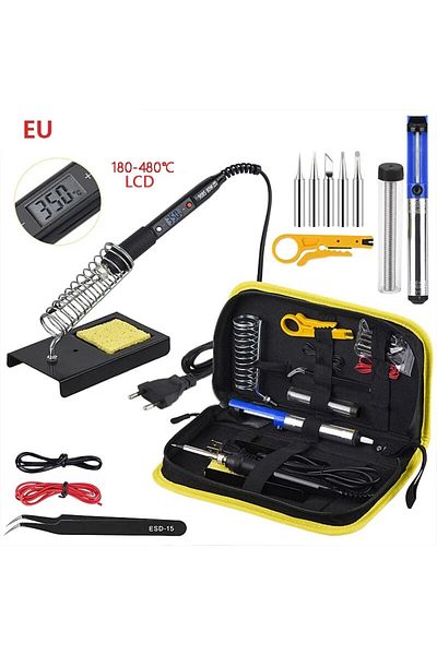 Choice EU 80W Black 80W Electric Soldering Iron Kit Temperature Adjustable 220V 110V Welding Tools Set Sold