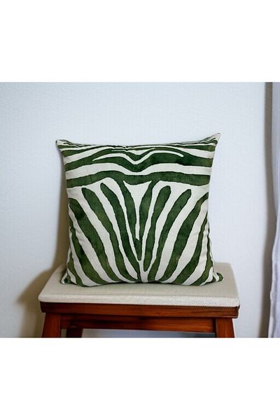 ASDİVA Equus Zebra Wave Pattern Decorative Throw Pillow Case 43X43 - Green