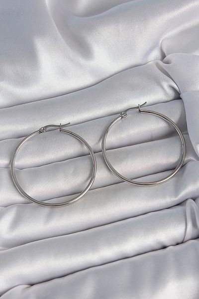 Skygo 316 Steel Silver Color 43 mm Hoop Model Women Earrings - Tj-Bkp10516