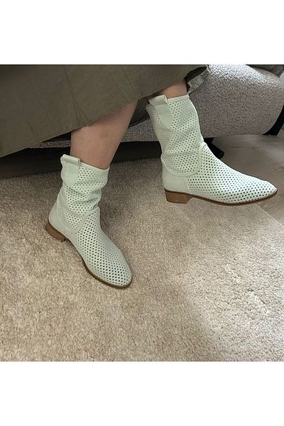 POTEEN Καλοκαιρινές μπότες με κοντό τακούνι Ptn Stelli Suede Mint