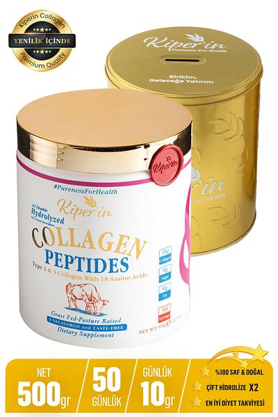 Kiperin 100% Pure And Natural High Bioactive Double Hydrolyzed Collagen Dietary Supplement with Peptides(50days)