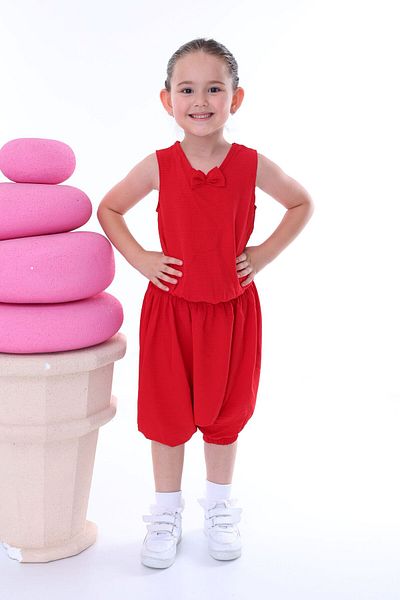 ZUZUNGA Airobin Fabric Bow Detailed Girl's Baggy Set (Top and Bottom)
