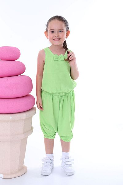 ZUZUNGA Airobin Fabric Bow Detailed Girl's Baggy Set (Top and Bottom)